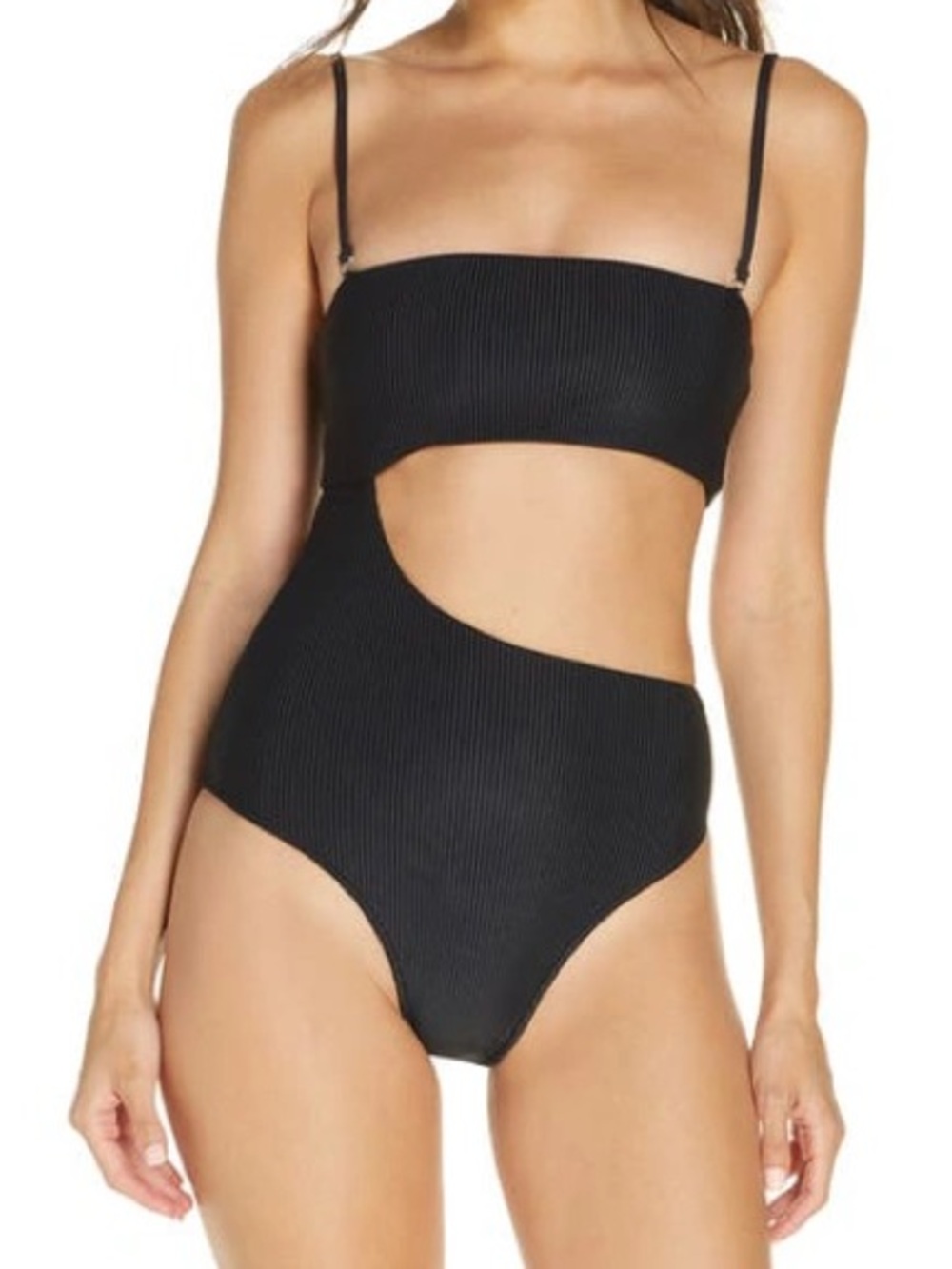 🖤 Frankie's Bikinis Carter Cutout One-Piece Swimsuit Black Size Large